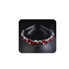 Rhinestone Bridal Headband Wedding Tiara Crystal Hair Accessories Prom Red