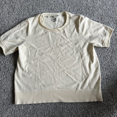 Cream Color Bear paw XL Short Sleeve Sweater