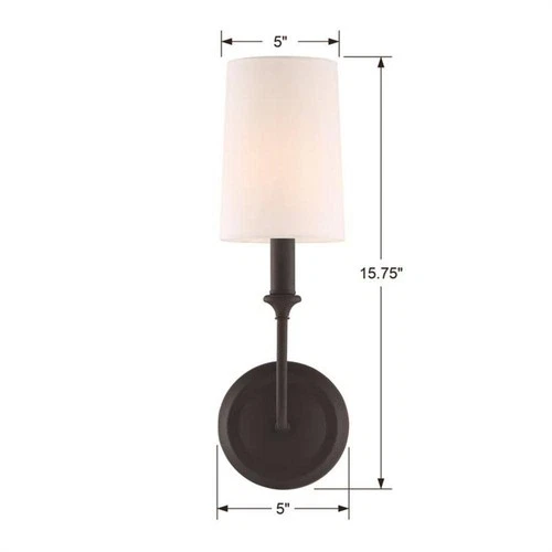 Crystorama Sylvan 15 3/4" Black Finish White Linen Shade Wall Sconce - Picture 7 of 7