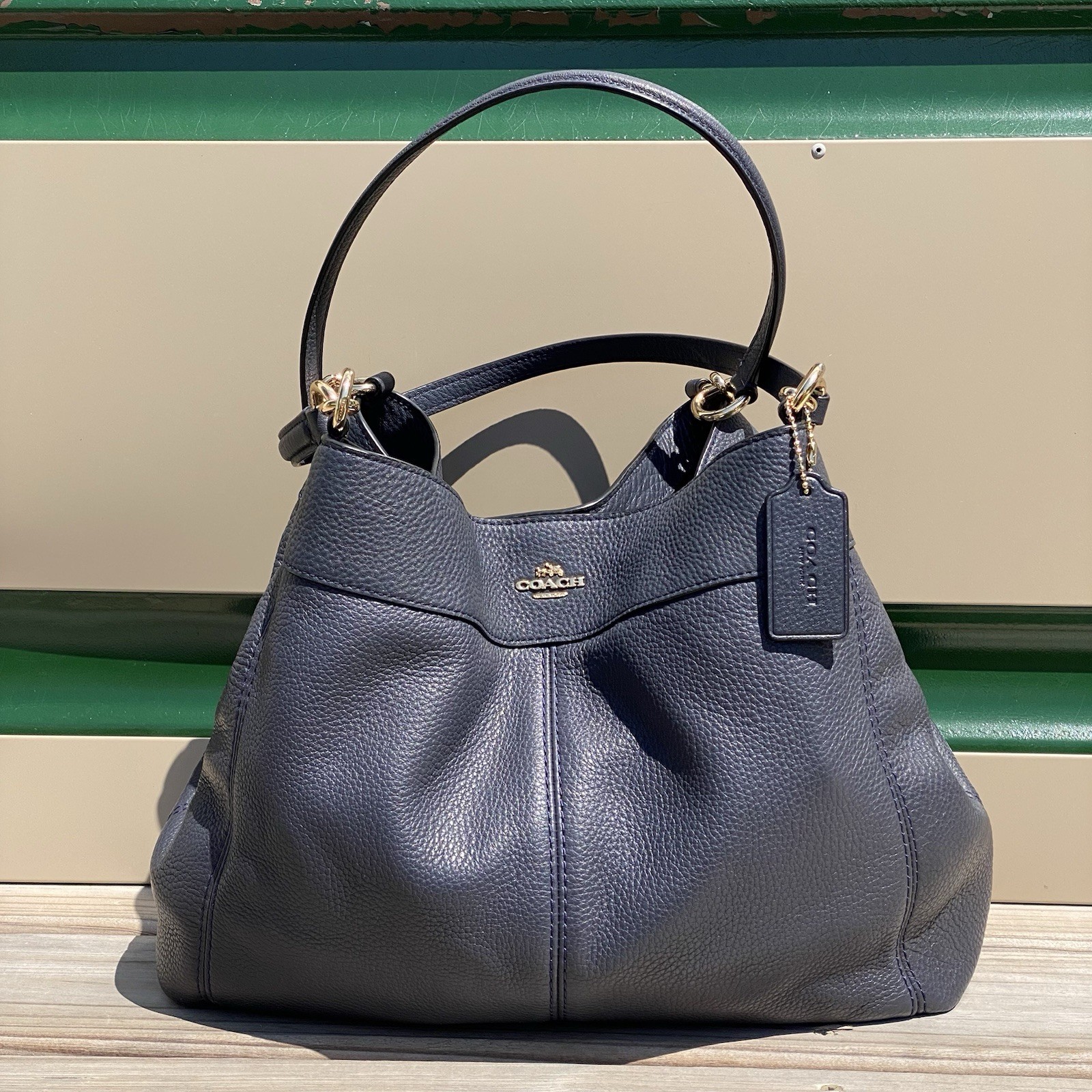 Coach Lexy Shoulder Bag Pebbled Leather Midnight Blue… - Gem