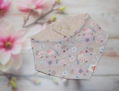 Halstuch Dreieckstuch Mädchen Baby Handmade Vogel Blumen Sabbertuch - Bild 1 von 3