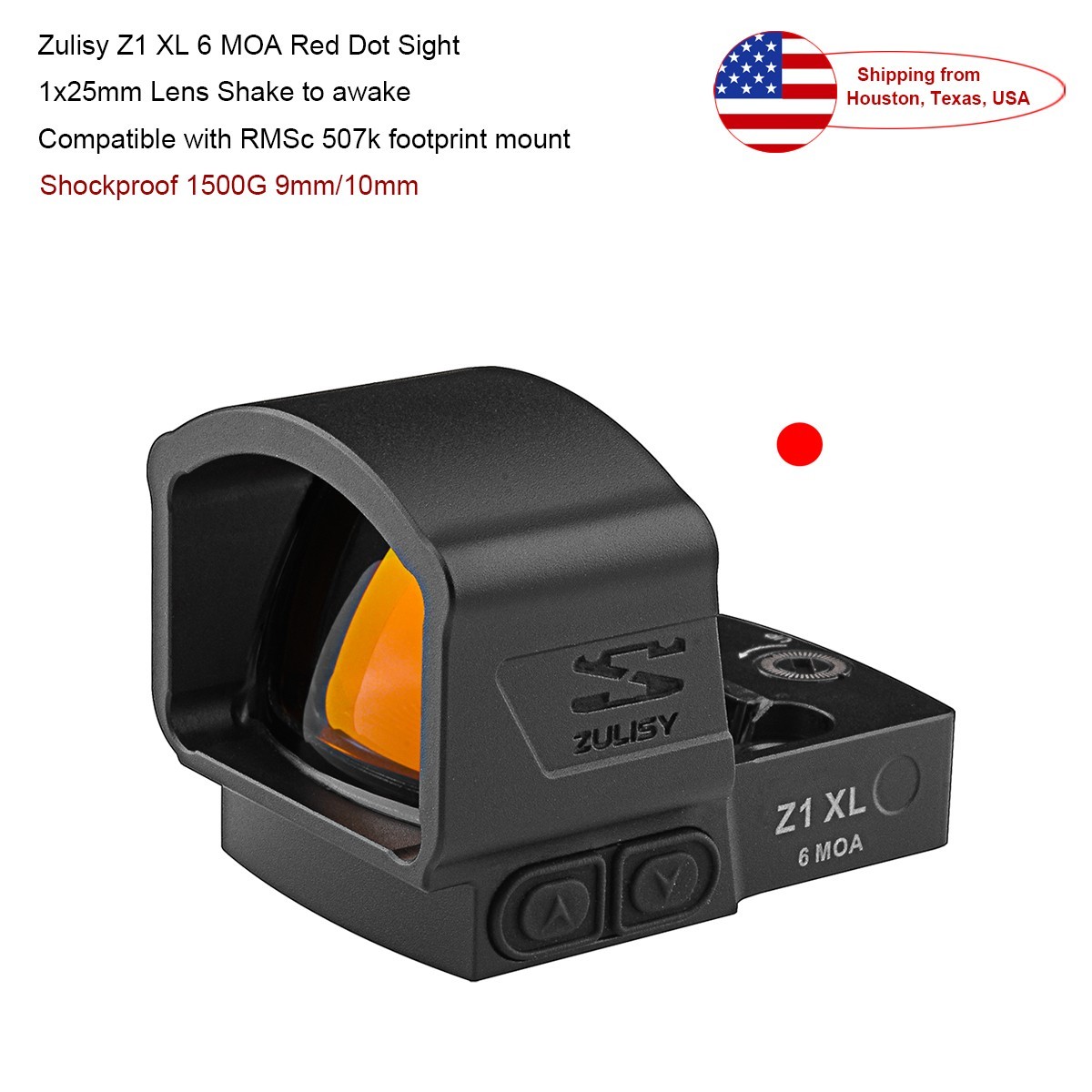 Z1 XL 6 MOA Red Dot Sight 1x25mm Lens Shake Awake for RMSc 507k footprint Mount