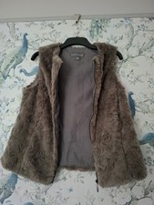 Laura Ashley Women's Faux Fur Gilet Size 12 Light Brown/mink Colour