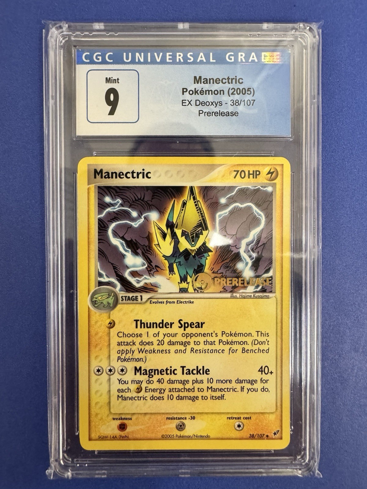 2005 Pokemon EX Deoxys Manectric 38/107 Prerelease STAMPED CGC 9 Mint RARE
