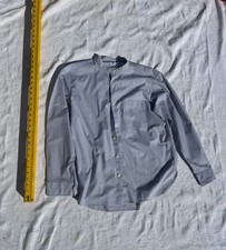 Uniqlo Men's Regular Fit 100% Cotton Blue Solid Band Collar Pocket Shirt M