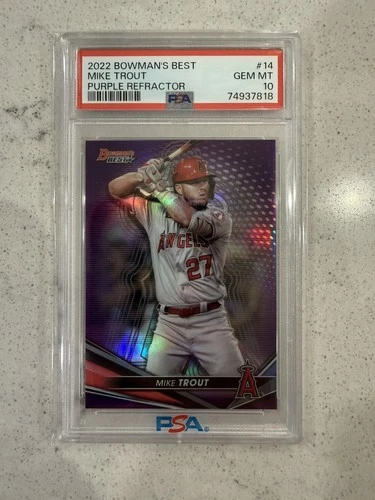2022 Bowman’s Best Mike Trout Purple Refractor /250 Los Angeles Angels PSA 10