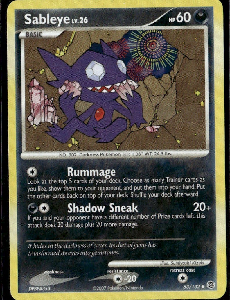 Sableye Uncommon Secret Wonders 63/132 Darkness Normal Pokemon Card