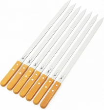 G & F - Large Stainless Steel Brazilian-Style BBQ Skewers with Hard Wood