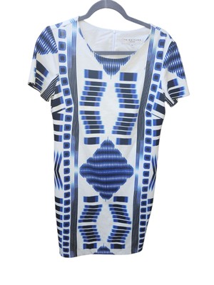 Trina Turk Kiara Black White Blue Aztec Boho Dress Size 10