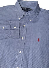 Polo Ralph Lauren Mens XL Blue Gingham Button Down Long Sleeve Classic Fit Shirt