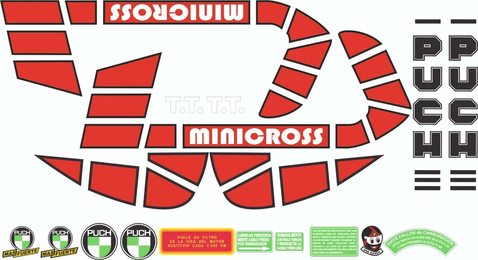 STAR SAM® KIT ADHESIVOS PUCH MINICROSS TT PEGATINAS MOTOS CLÁSICAS STICKERS