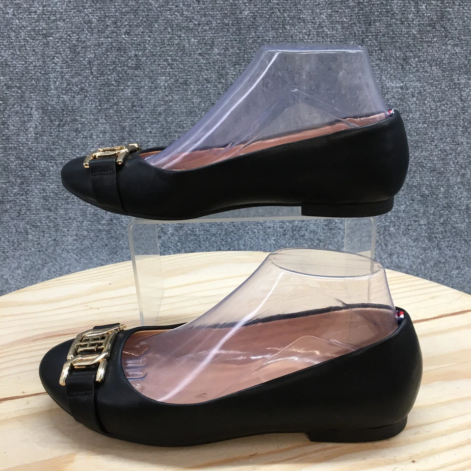 Tommy Hilfiger Shoes Womens 7 M Gallyne Flats Black Faux Leather Casual Low Top - Image 2 of 4