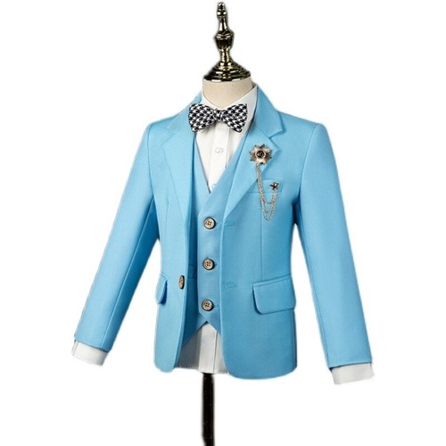 Fashion Kids Boys Formal Suit Jacket Vest Pants 3PS Set Wedding Dress Costume - Picture 10 of 14