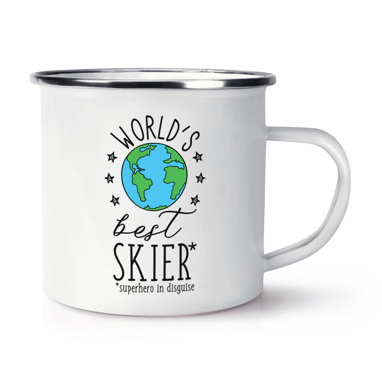 World's Best Skier Enamel Mug Cup Funny Joke Favourite Skiing