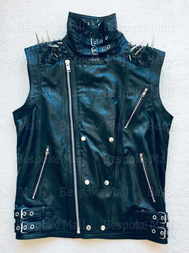 Spiked leather best sale vest