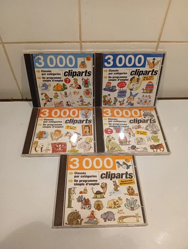 Lot 5 CDRom Impact Media "3000 Cliparts" PC/Mac