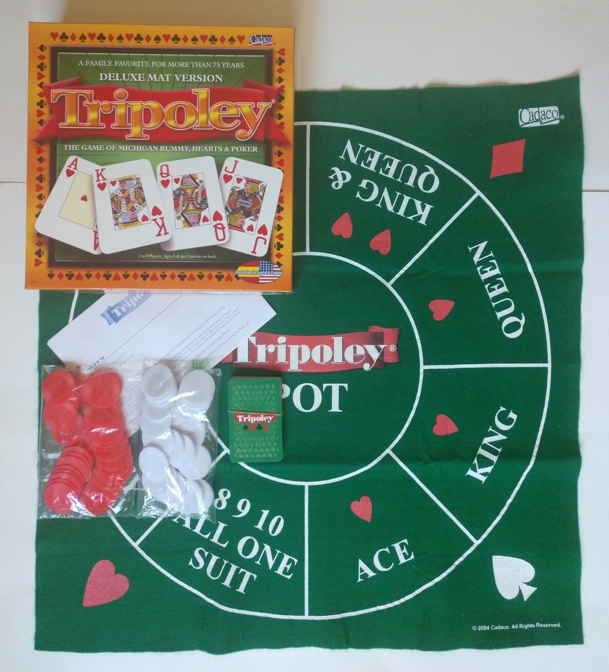 TRIPOLEY Deluxe Mat Version Board Game Michigan Rummy Poker chips Complete  Box | eBay