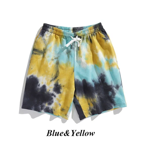 Men Tie Dye Shorts Casual Cotton Blend Loose Half Pants Streetwear Bottoms - Bild 4 von 29