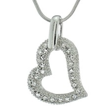 HEART Made With Swarovski Crystal Clear Love Pendant Necklace Jewelry 18" Chain