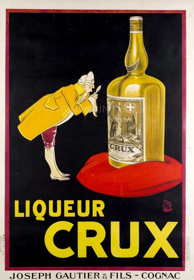 French Cognac Crux 1923 Art Deco Liquor Advertising Giclee Canvas