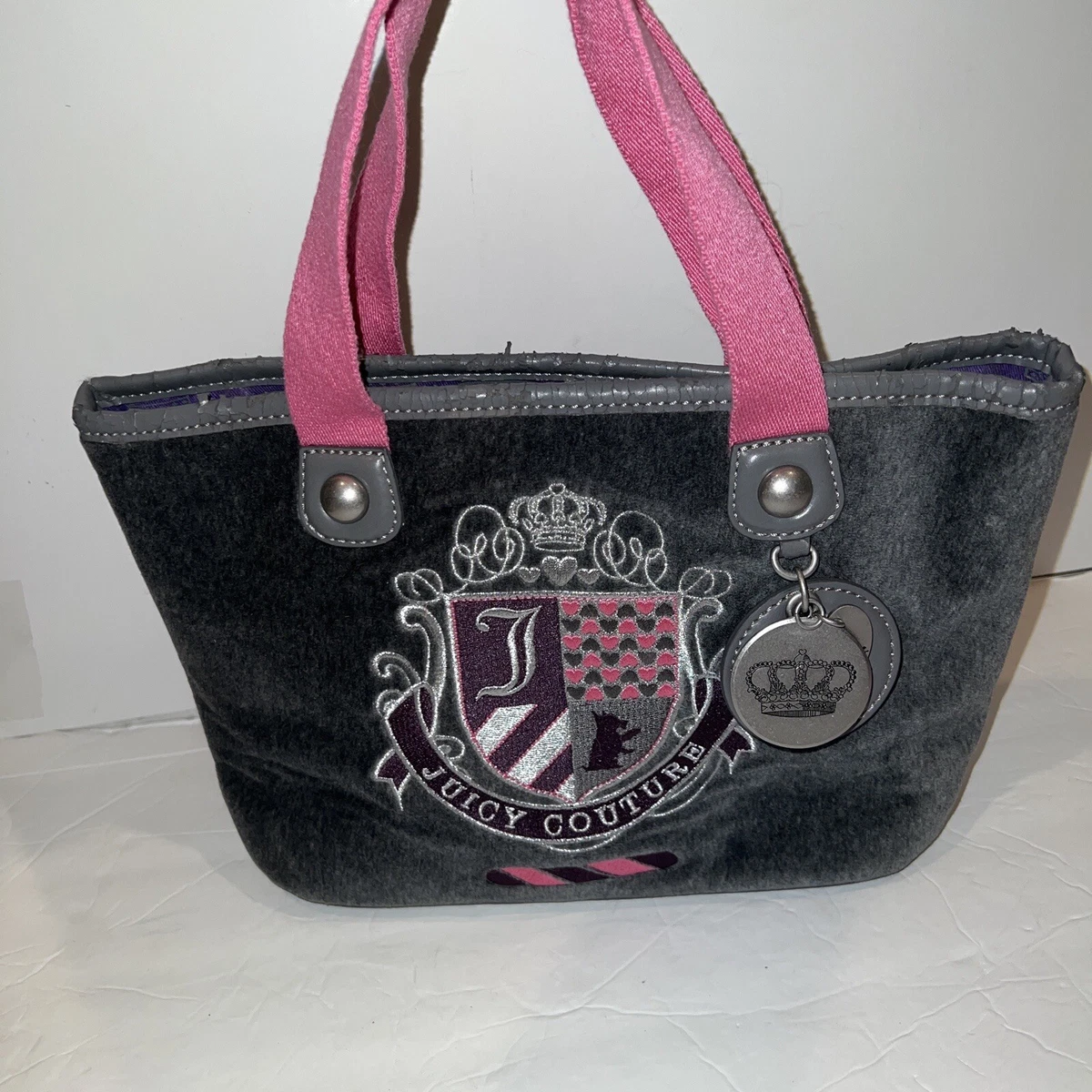 grey pink tote