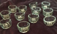 Vintage EAPG 12pc Set Individual Round Open Salt Cellar Dip Clear Swirl Pattern