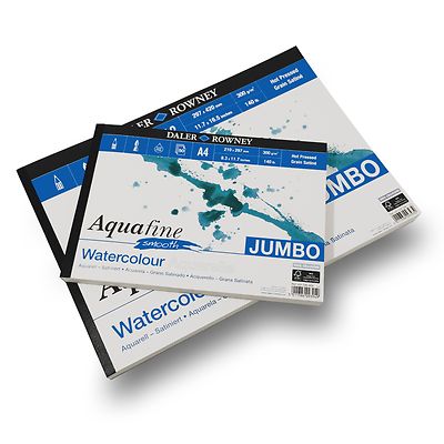Daler Rowney Aquafine Glatt Pad 300gsm 50 Seiten A3/A4 - Hergestellt England