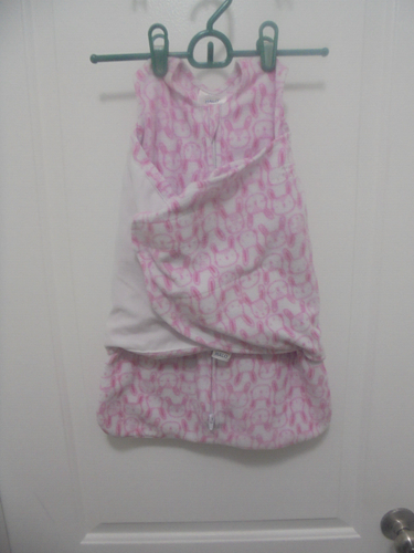 Sacco a pelo Halo fascia rosa bianco coniglietti senza maniche cerniera taglia neonato 0-3 m - Foto 1 di 4