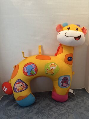 V-TECH TUMMY TIME DISCOVERY PILLOW GIRAFFE CRINKLE EARS PLUSH ADD YOUR OWN TOYS