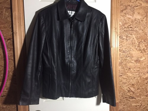 Liz Claiborne Black Leather Jacket Size 