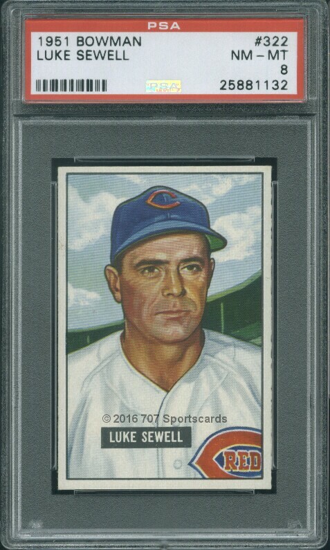 1951 Bowman 322 Luke Sewell PSA 8 (1132)