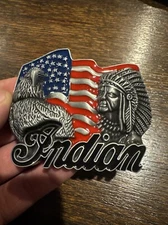 Indian Motorcycles Belt Buckle Biker Native American Flag Bald Eagle USA Gift