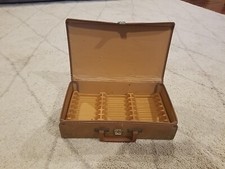 Vintage Vinyl Brown W/ Brown Plastic 24 Cassette Carrying Storage Case