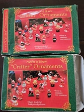 Vtg 2 Set Of 18 Mini Critter Ornaments Hand Painted Polystone Giftco New 1"