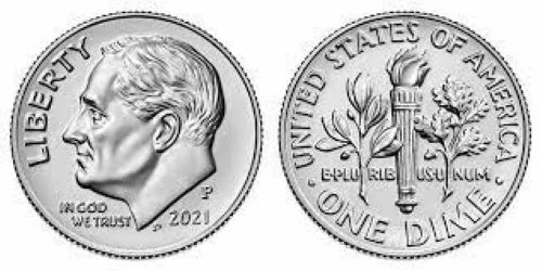 2021 - P    BU  UNC   ROOSEVELT DIME from Logistics Rolls