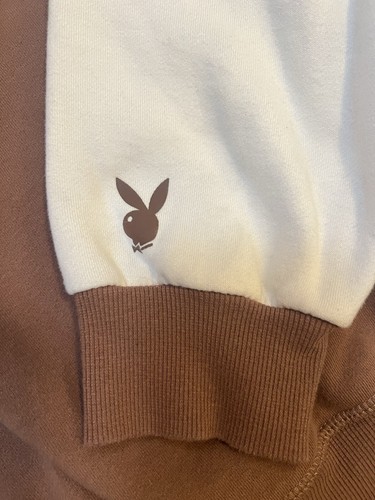Brown & Cream Playboy Brand Oversized Sweatshirt Size M Ladies - Picture 2 of 9