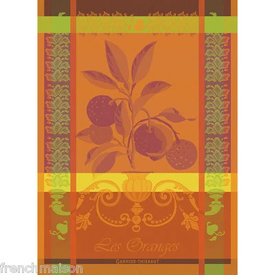 Garnier Thiebaut French Kitchen Tea Towel LES ORANGES Orange Citrus Fruit New
