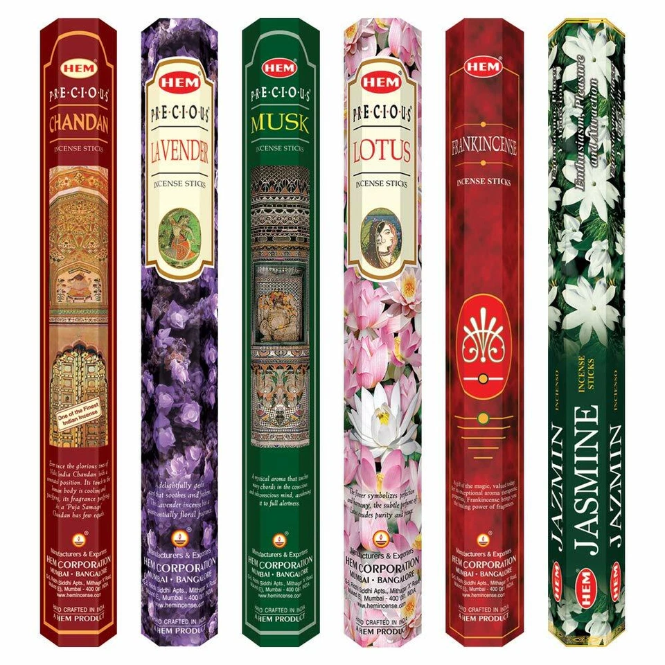 HEM Precious Combo Mix  Incense Sticks Masala  Pack of 6 Essences 120 Sticks - Image 2 of 4