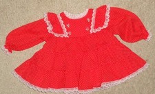 Vintage Bryan Baby Girls Dress Red White Polka Dots Diaper Cover 6-9 Months