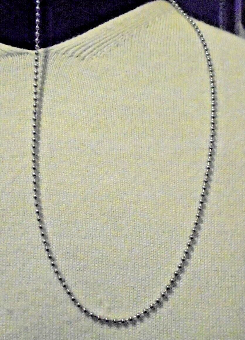 NECKLACE 316 STAINLESS STEEL SILVER BALL BEAD LINK CHAIN 18