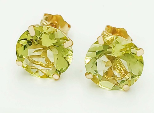 GENUINE 8.24 Cts PERIDOT STUD EARRINGS 14K GOLD - Free Appraisal Service - NWT - Picture 4 of 8