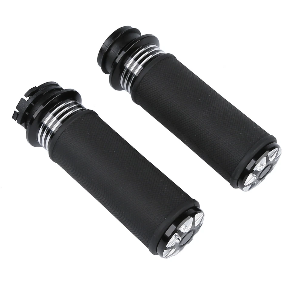 Empuñaduras de manillar CNC negras de 1"" aptas para Harley Road King Glide 1996-2007 2006 Foto 4 de 4