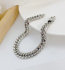 9mm 8.26inch Stainless Steel Double Curb Link Chain Bracelet For Mens Boy Gift