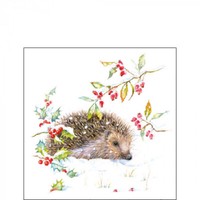 20 Papierservietten,Cocktail Servietten Hedgehog In Winter Ambiente 25X25Cm Igel