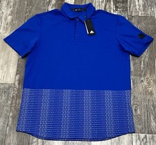 Adidas Adicross Men  s Medium Royal Blue Geometric Print SS Polo Golf Shirt NEW