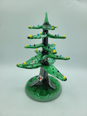 9'' Svoboda Karlov Czech RARE Christmas Tree Blown Art Glass  Glows W UV Light