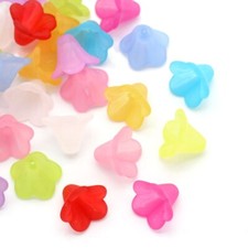 200Pcs Frosted Transparent Acrylic Flower Beads Jewelry Making 10mm hole 1.2mm