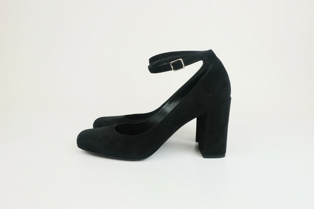 black suede mary jane pumps