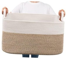 Large Woven Blanket Large 21.6"L x 14.9"W x 11.8"H White Light Brown