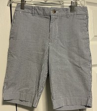 Ralph Lauren Polo Boys Size 12 Bermuda Shorts Blue and White Seersucker EUC